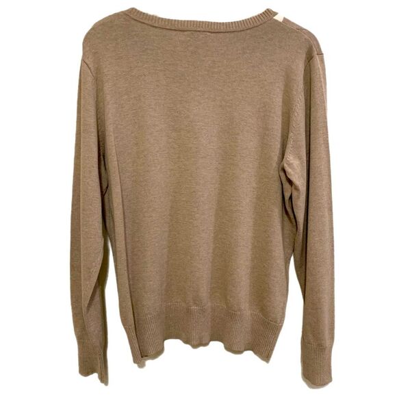 ST. JOHN’S BAY Argyle Sweater Women’s XL Tan White Gray 100% Cotton. - Picture 2 of 12